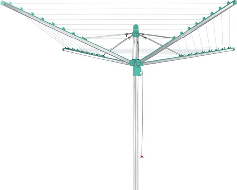 Uscator rotativ rufe, Leifheit, Linomatic 400 Easy, 40 m capacitate de uscare, aluminiu, turcoaz