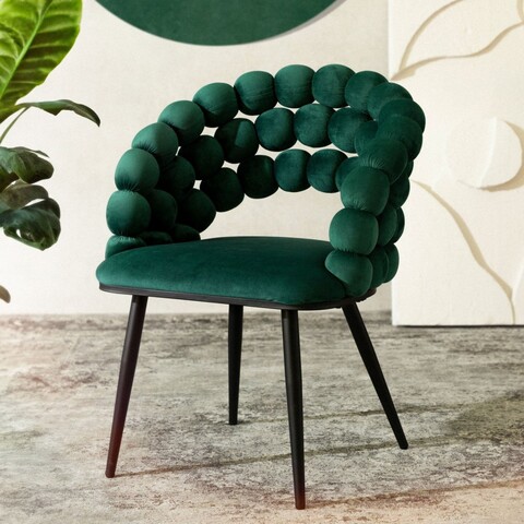 Scaun Bubble, Homla, 61x57.5x81.7 cm, metal/catifea din poliester, verde