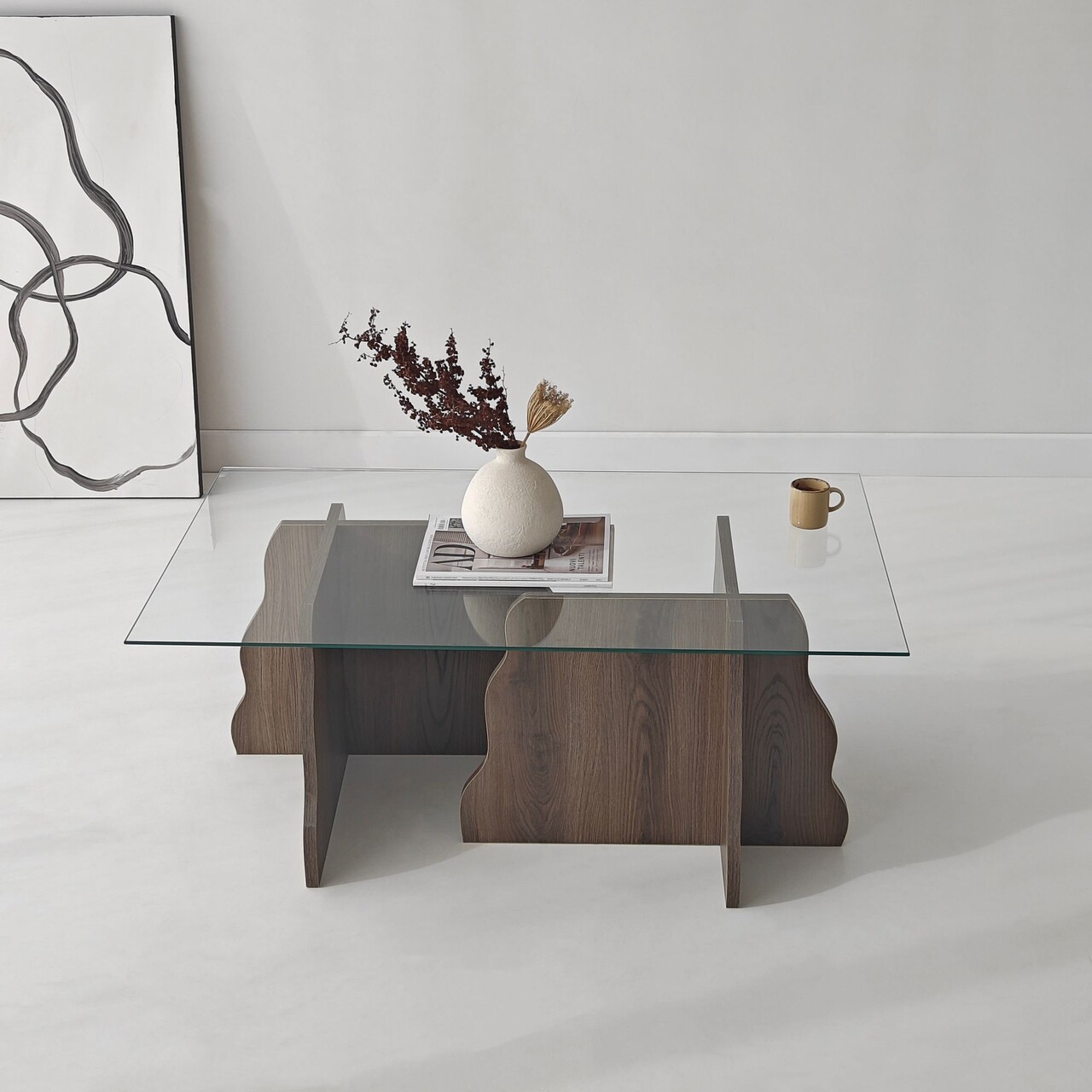 Masuta de cafea, Hanah Home, Canyon, 105x40x65 cm, Nuc / Transparent - view 4