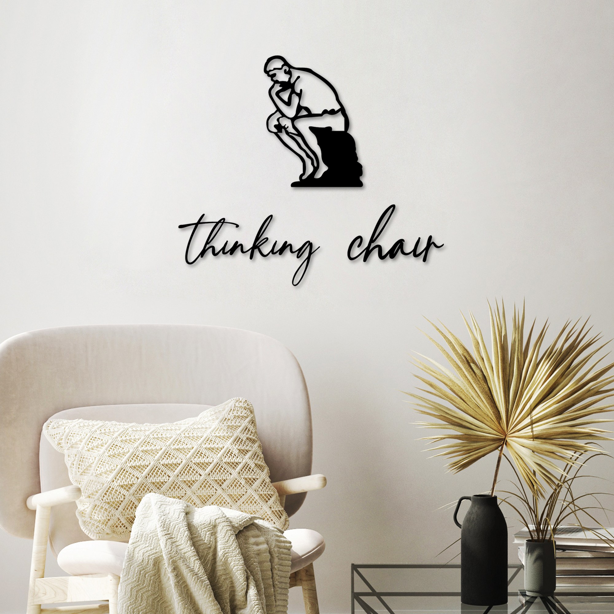 Decoratiune de perete, Thinking Chair, Dimensiune: 20 x 28 cm (1 bucată), Negru