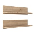 Set 2 rafturi pentru perete, Wren, E16 - 2458, 60 x 15 x 13 cm, pal melaminat, nuc