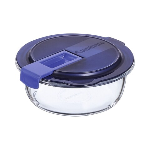 Caserola ermetica, Luminarc, Easy Box, 0.67 L, sticla, albastru/transparent