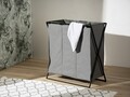 Cos pentru rufe Trio XL, Wenko, 69x37x76 cm, poliester/polietilena, gri/negru