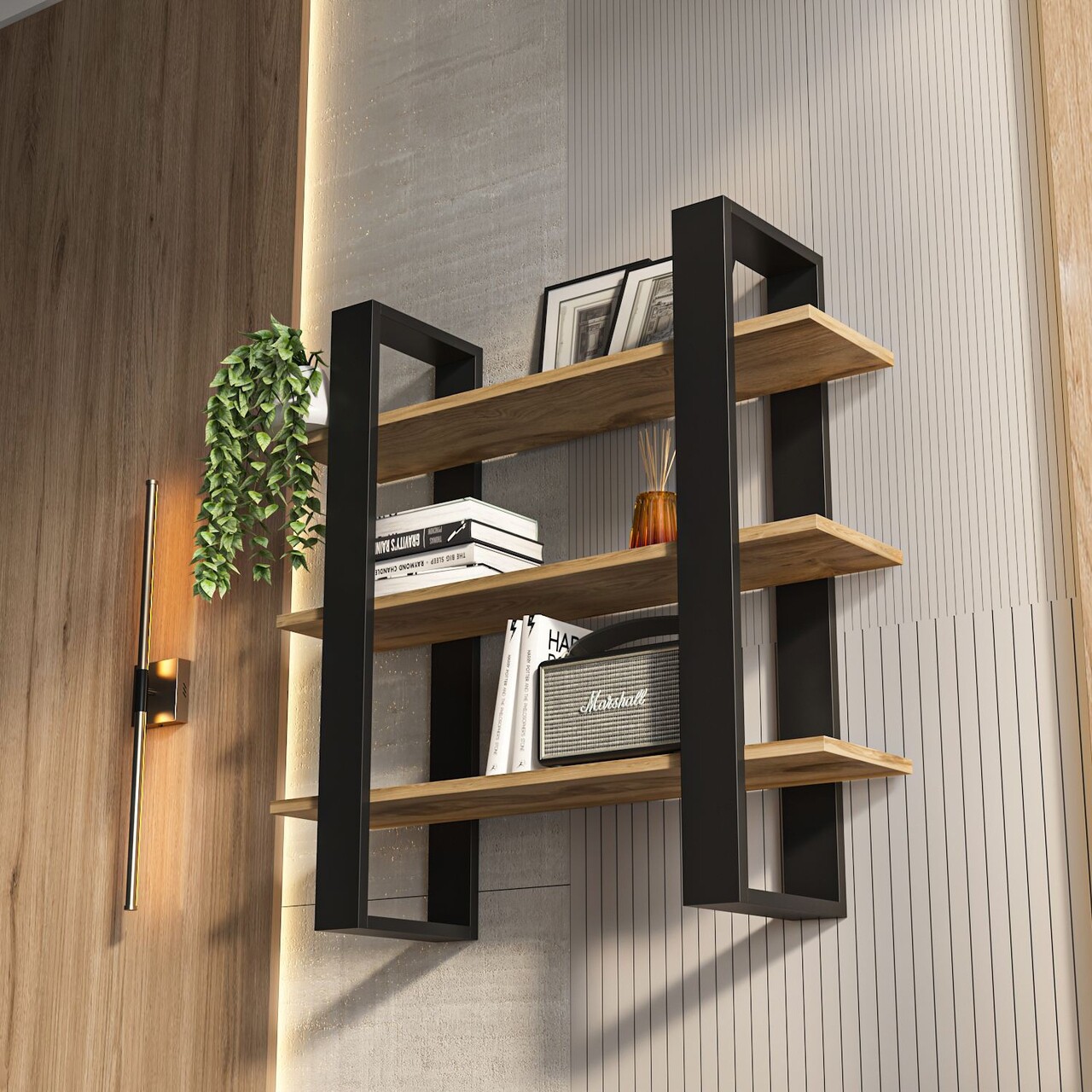 Raft de perete, Zena Home, Suno, Stejar negru / Oud - 1 | YEO