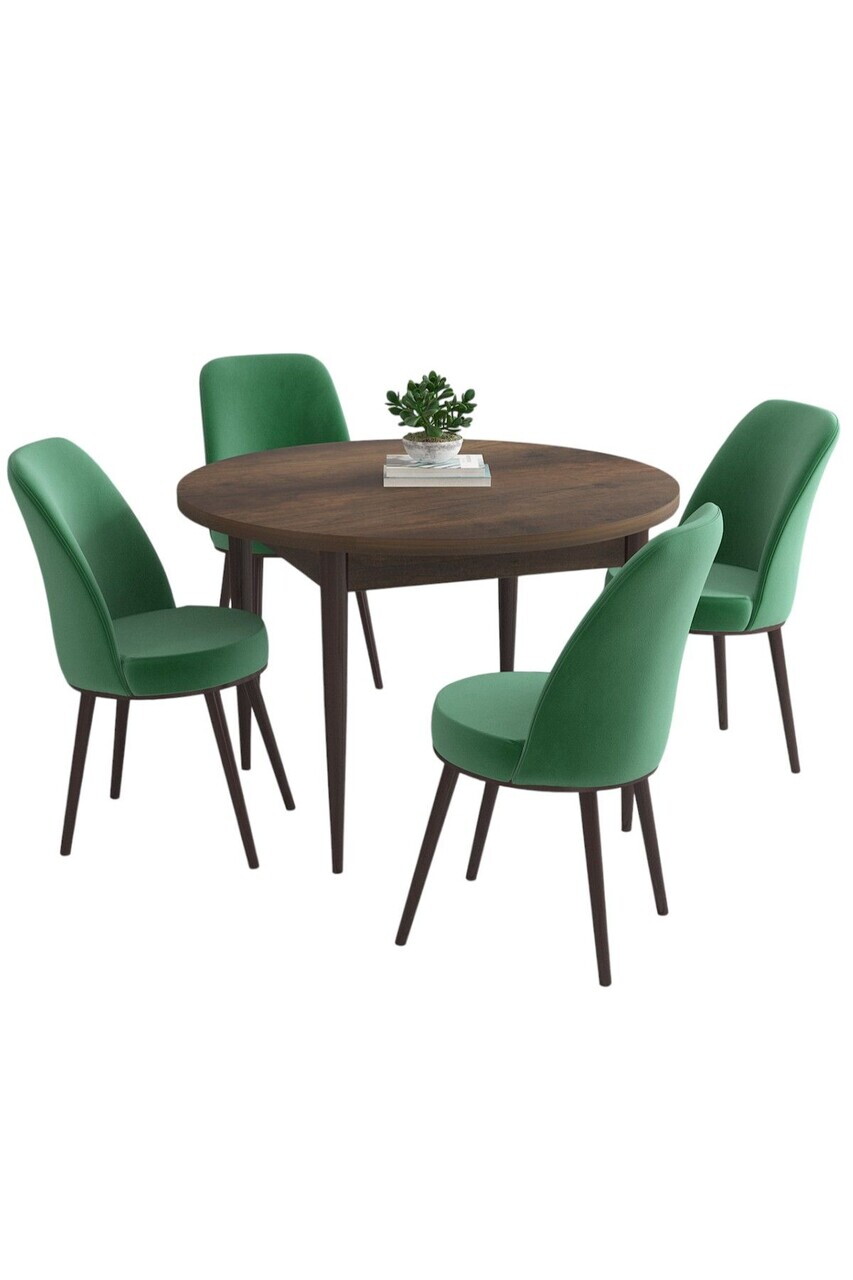 Set masa si scaune (5 piese), Hanah Home, Kea, Model baroc din lemn / Verde smarald — imaginea 2