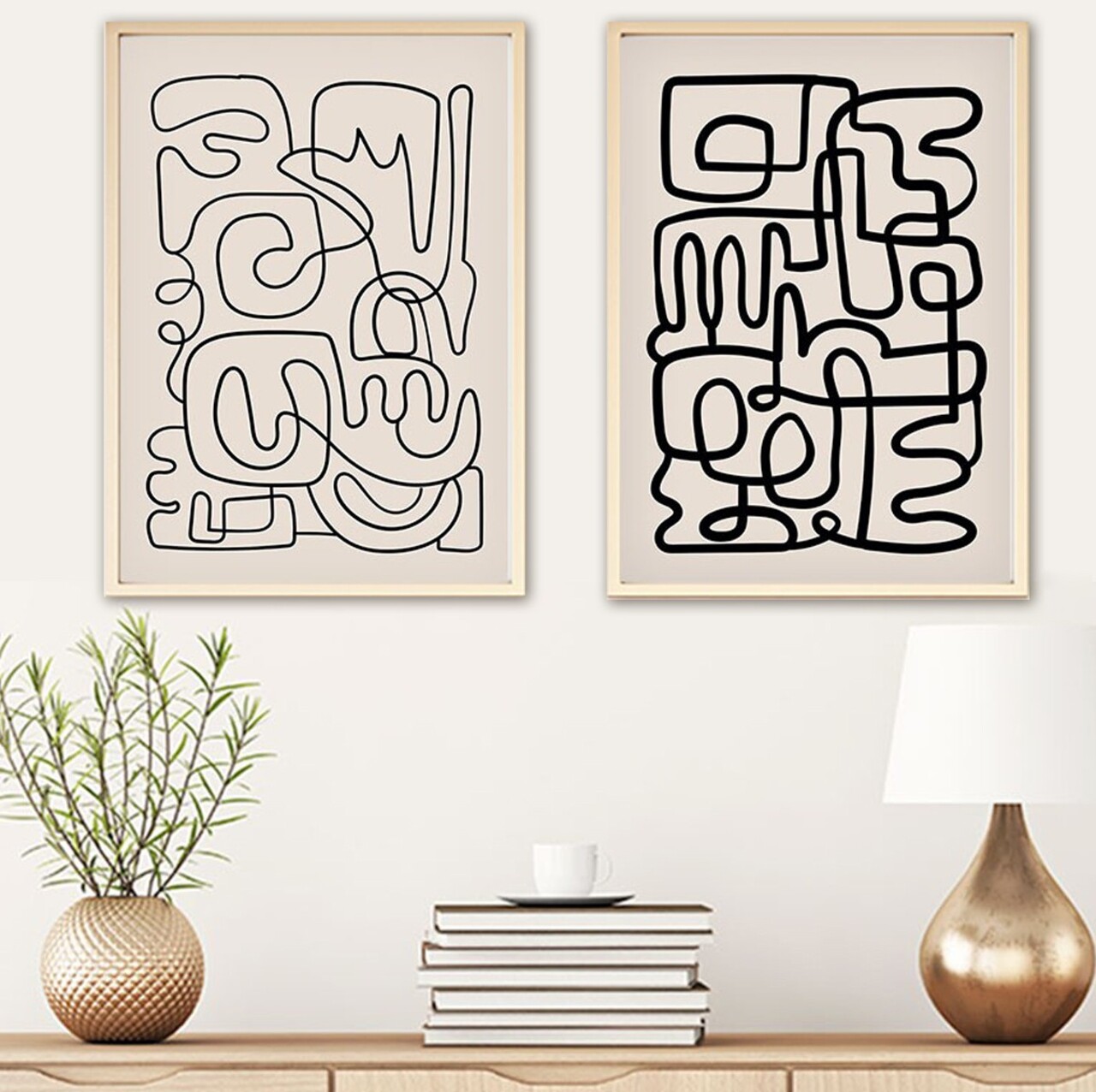 Set 2 tablouri decorative Huhu184 Cadru: 100% LEMN MASIV (Grosime: 25 cm) Multicolor