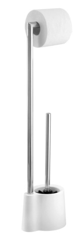 Suport hartie igienica si perie pentru toaleta, wenko, avola, 13 x 16 x 70 cm, inox/polipropilena, alb