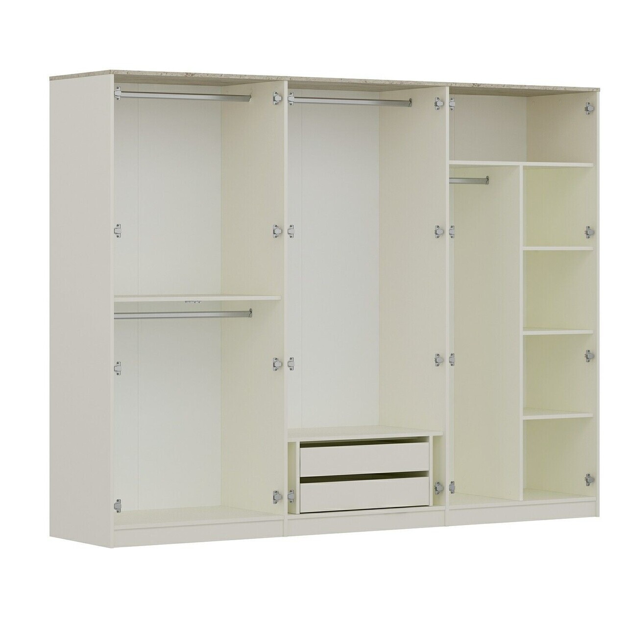 Dulap pentru haine, Hanah Home, Valento, 270x210x60 cm, Piatră Lunii / Travertin — imaginea 6