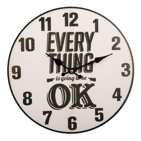 Ceas de perete Everything is Ok, Creaciones Meng, 34 cm, MDF