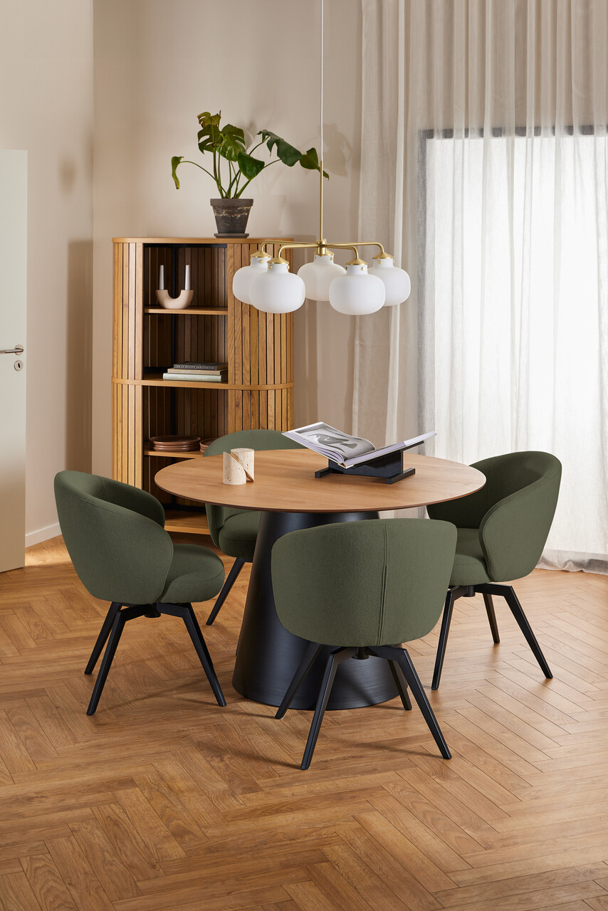Scaun Darlene, Actona, 58.5x60x80 cm, rotativ, tesatura structurata/otel, verde - view 4