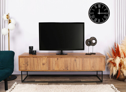 Comoda TV, Almaren, Lupin 140, 140x50x40 cm, PAL, Nuc / Negru Almaren