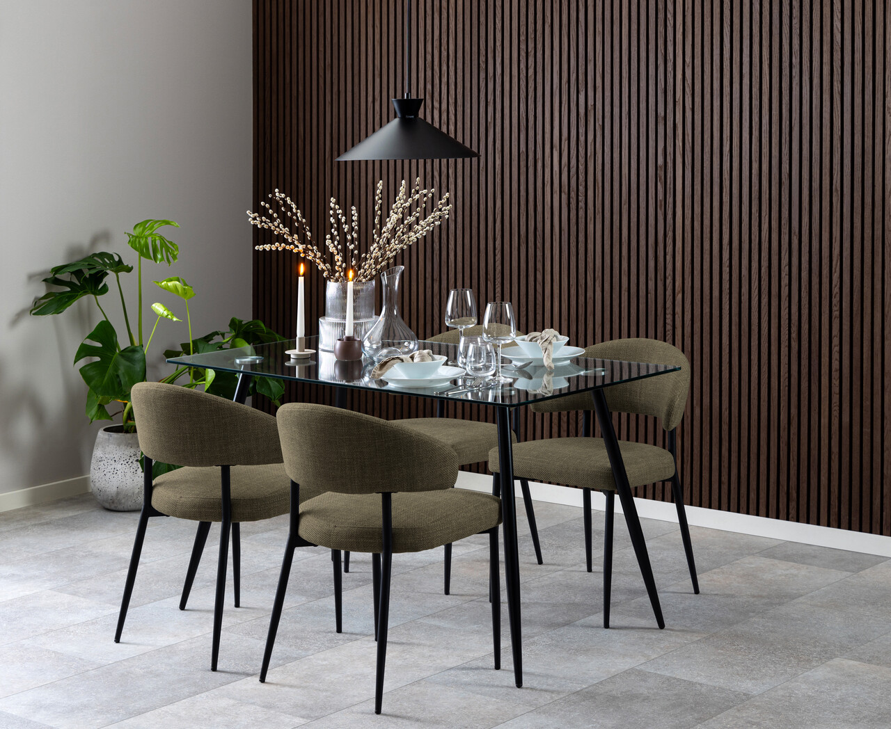 Scaun Edina, Actona, 56x55x77 cm, tesatura structurata/otel, verde - view 6