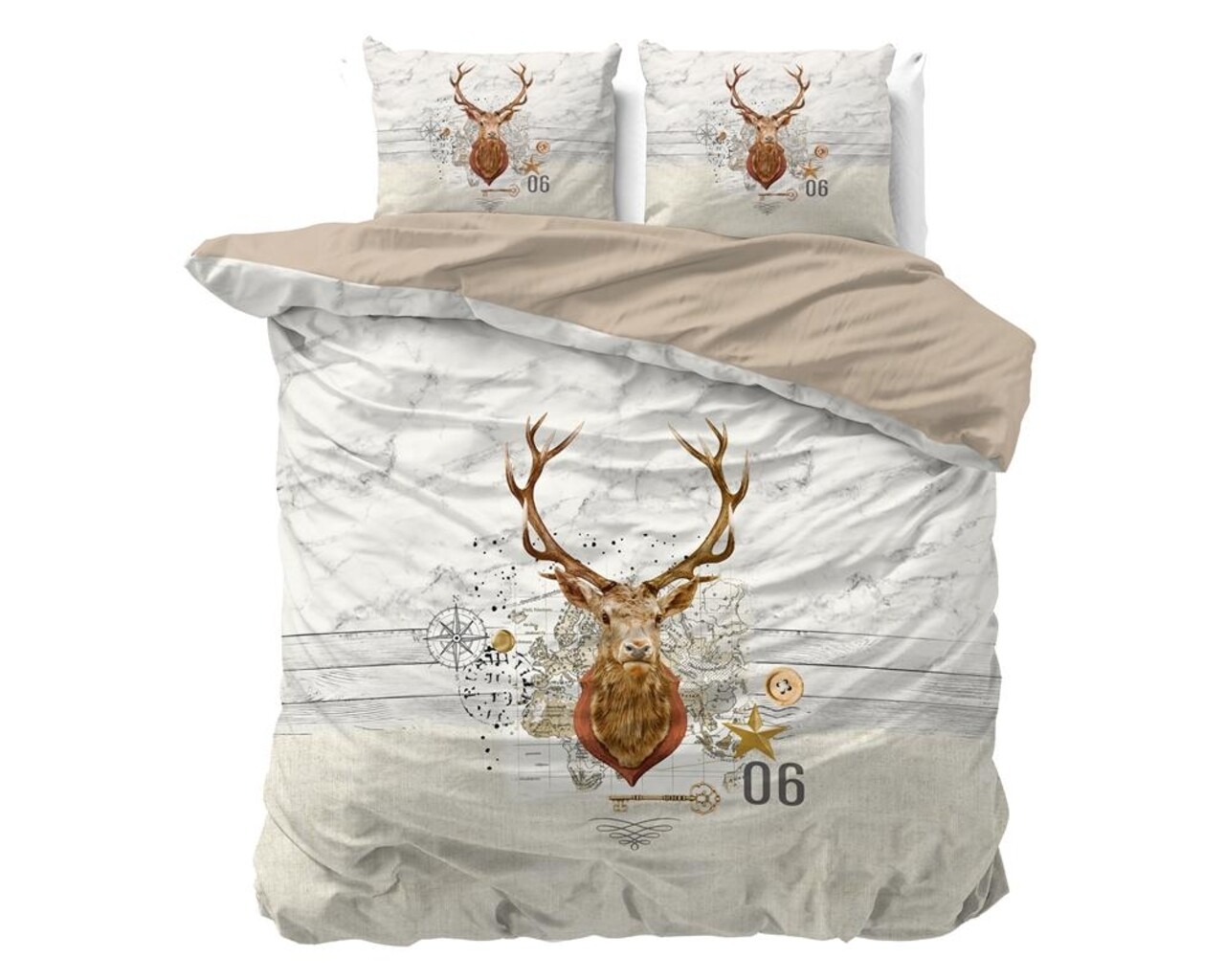 Lenjerie De Pat Dubla Christmas Deer, Dreamhouse, 3 Piese, 200x220 Cm, 100% Bumbac, Multicolora