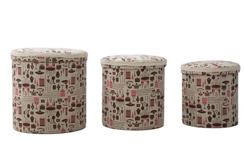Set 3 cutii pentru depozitare home, mauro ferretti, 44x44 - 38x38 - 34x34 cm, bumbac, multicolor