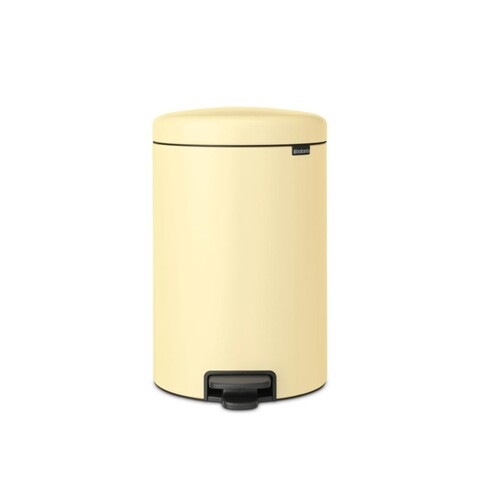 Cos de gunoi cu pedala, Brabantia, NewIcon Mellow Yellow, 20 L, 38x29x46.7 cm, otel, galben pastel