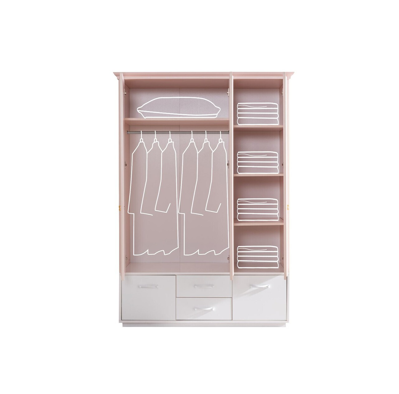 Dulap pentru haine, Hanah Home, Rosa, 136x197x63 cm, PAL, Roz/Alb - view 4