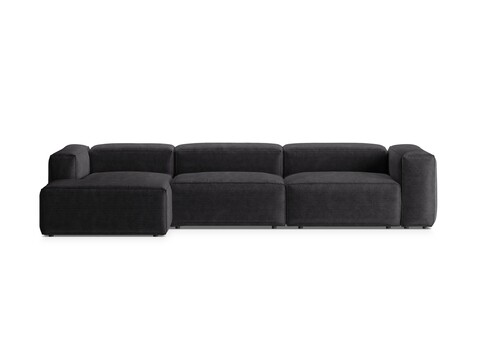 Coltar stanga 4 locuri, Bergamo, Cosmopolitan Design, 344x152x70 cm, catifea chenille raiata, gri