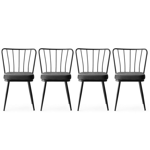 Set scaune (4 bucăți), Nmobb , Yıldız, Metal, Negru bucati