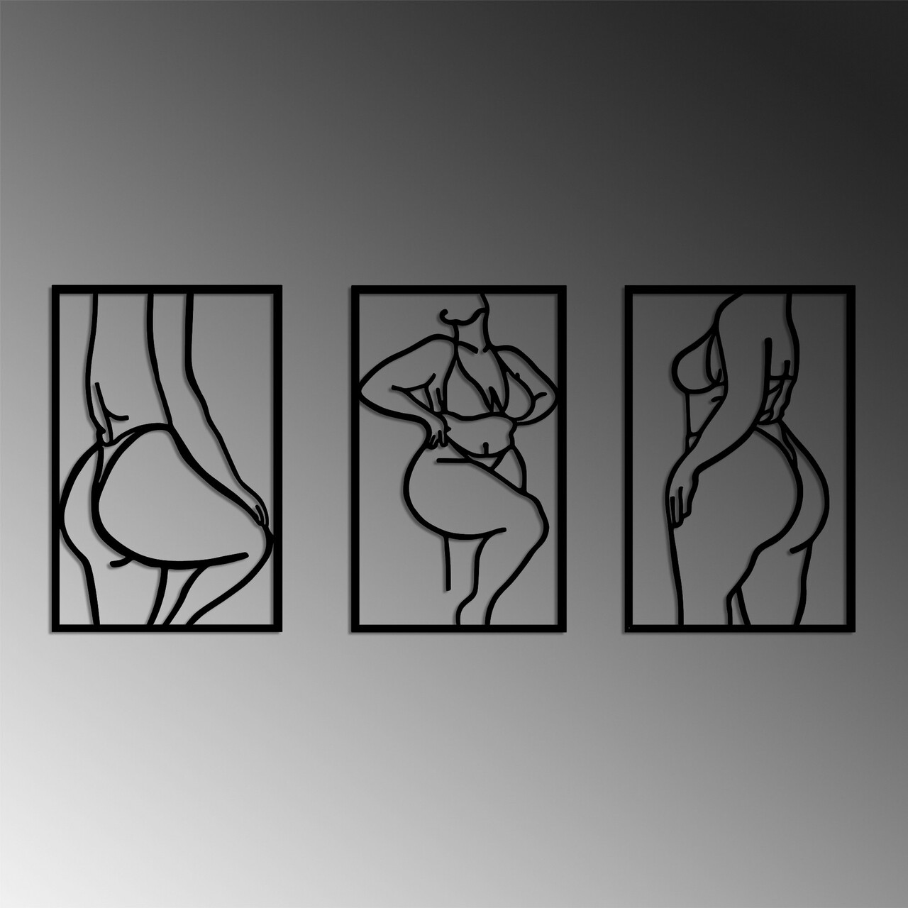 Decoratiune de perete, Body Positive Line, Dimensiune: 47 x 70 cm (2 bucăți), Negru - view 4