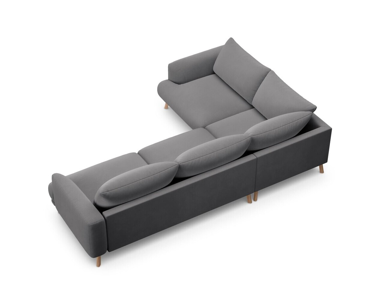 Coltar stanga 4 locuri, Naomi, Micadoni Home, 280x195x75 cm, catifea, gri — imaginea 4