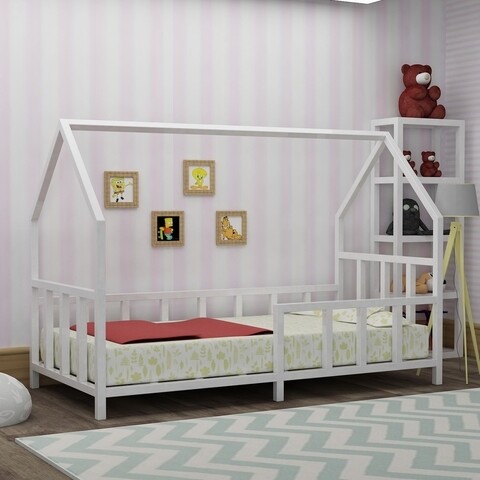 Pat pentru copii orkide-beyaz, gauge concept, 190x90x170 cm, lemn, alb