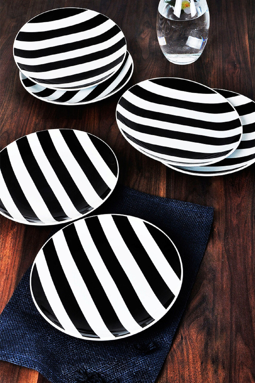 Set platouri servire, Keramika, 275KRM1632, Ceramica, Alb/Negru - 2 | YEO