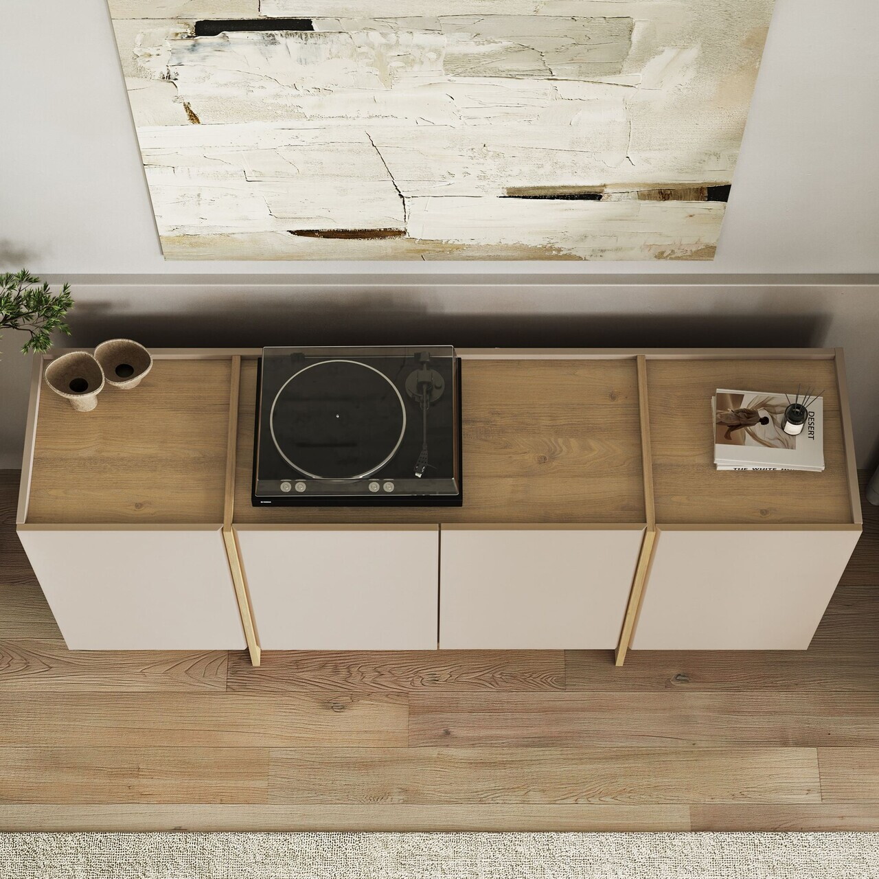 Consola, Nordure, Dorma, 180x80x45 cm, PAL, Nurcă / Stejar Safir — imaginea 5