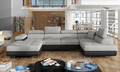 Coltar extensibil dreapta 6 locuri ELTAP, Rod-07, Rodrigo, 345x202x90 cm, lemn/poliester, gri deschis/negru