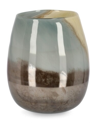 Vaza Mercury, Bizzotto, Ø 27 x 31.5 cm, sticla, handmade, maro/gri