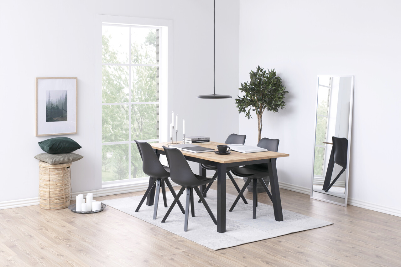 Scaun Dima, Actona, 48.5x55x85 cm, piele ecologica/lemn de cauciuc, negru - view 9