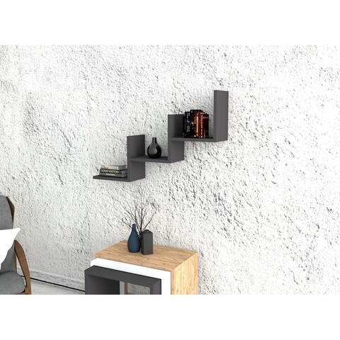 Raft pentru perete mist, puqa design, 90x19,6x60 cm, antracit