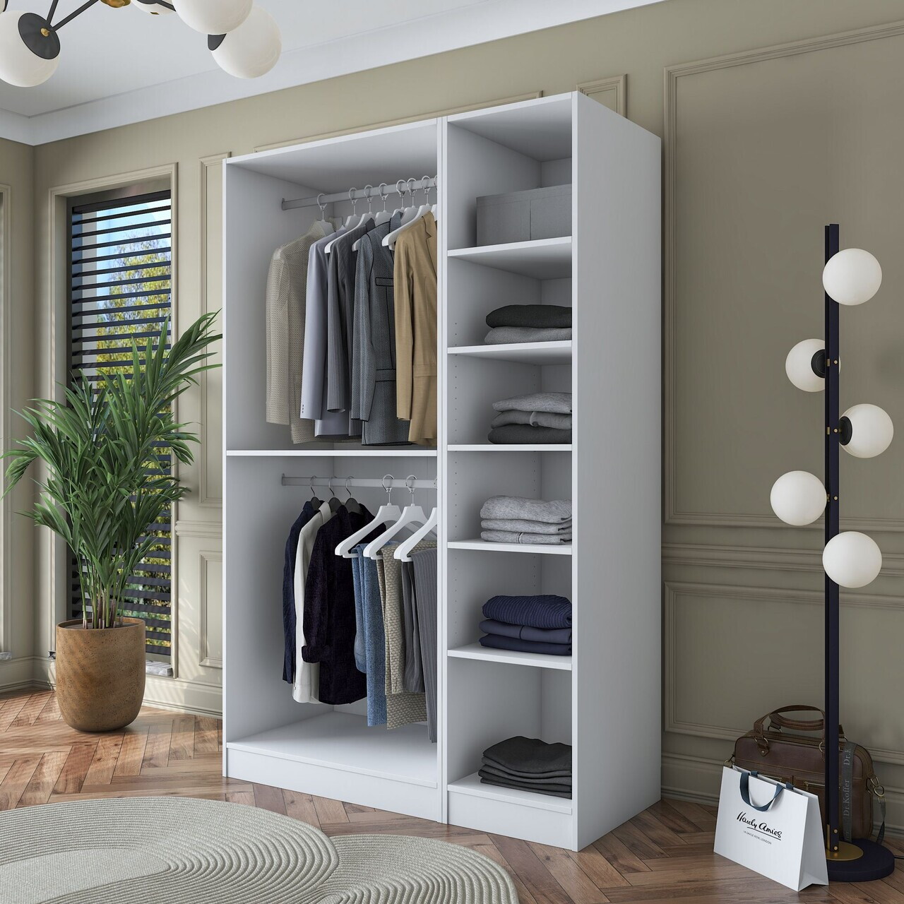 Dulap pentru haine, Hanah Home, BA164, 135x210x57.5 cm, PAL melaminat, Alb - view 6