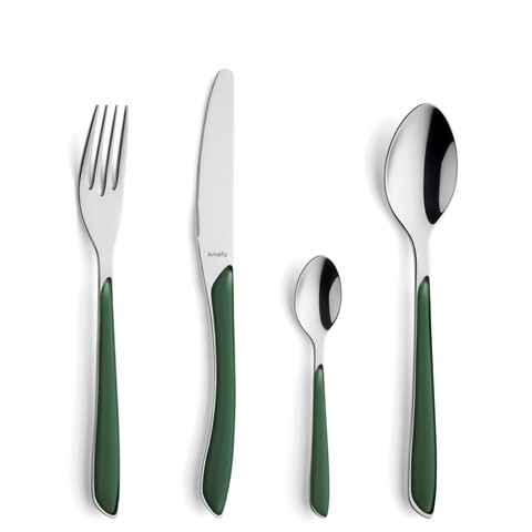 Set tacamuri 24 piese, amefa, eclat, inox, verde inchis