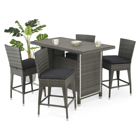 Set mobilier pentru gradina Contempo, masa + 4 scaune, gri/negru Contempo imagine 2022 by aka-home.ro