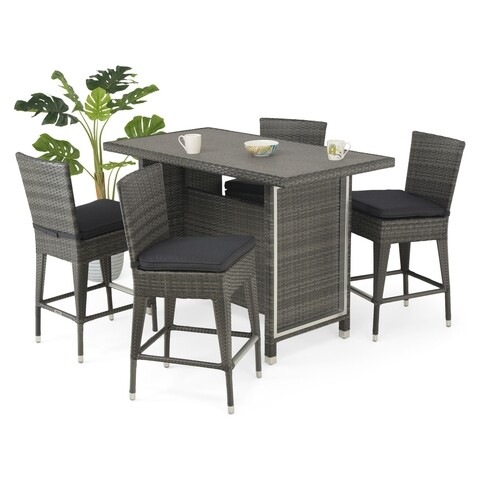 Set Mobilier Pentru Gradina Contempo, Masa + 4 Scaune, Gri/negru