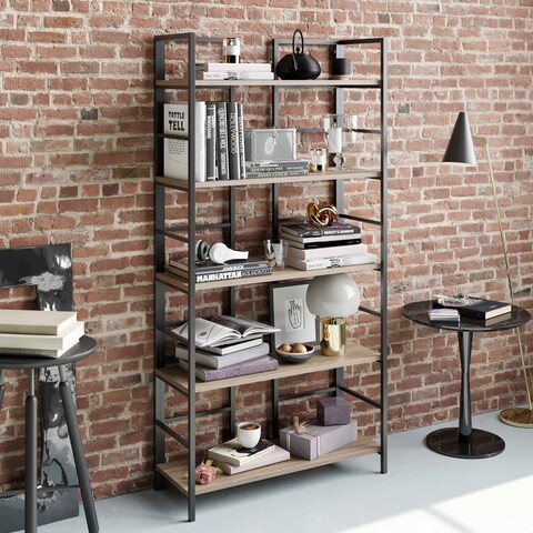 Corp biblioteca, Hadley, Tinleys, 90x180x33.6 cm, Nuc / Negru Hadley