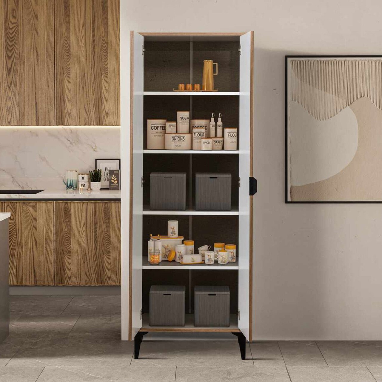 Dulap multifunctional, Hanah Home, Arden, 65x190x37 cm, Alb - imagine 5