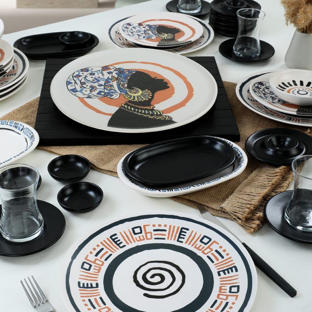 Set de mic dejun (50 piese), L'essentiel Maison, 275KRM2533, Antibacterian, Negru - view 7