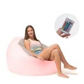 Fotoliu gonflabil cu LED multicolor si telecomanda Chight InnovaGoods, RGB, 64 x 104 x 99 cm, gri/transparent