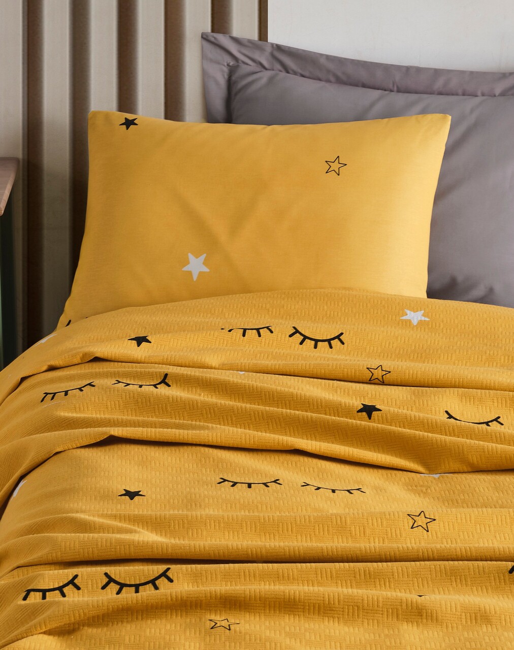 Cuvertura pique Single, Dide v2 - Yellow, Eponj Home, Bumbac