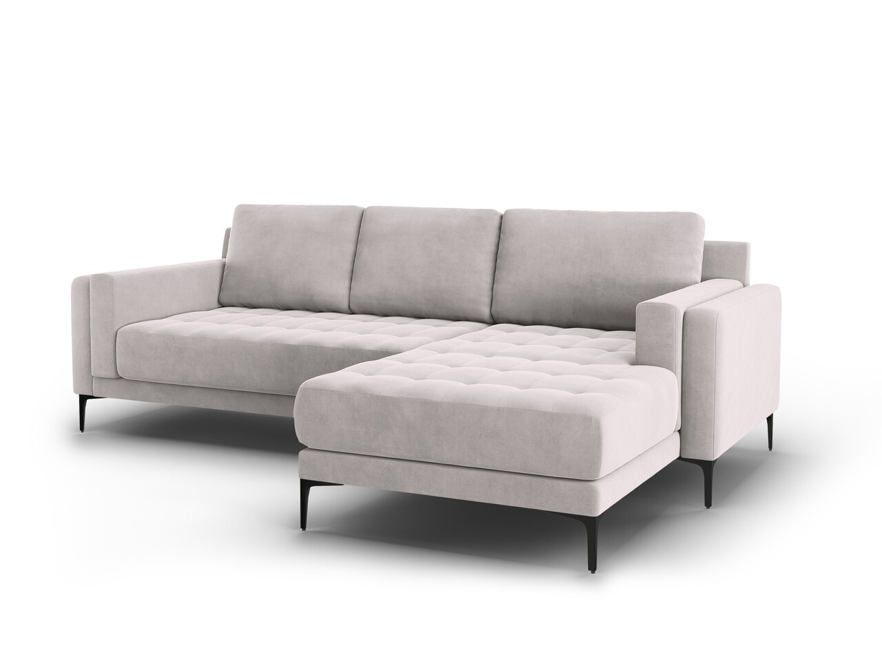 Coltar Dreapta, Orrino, Mazzini Sofas, 4 Locuri, 242x164x82 Cm, Catifea, Argintiu