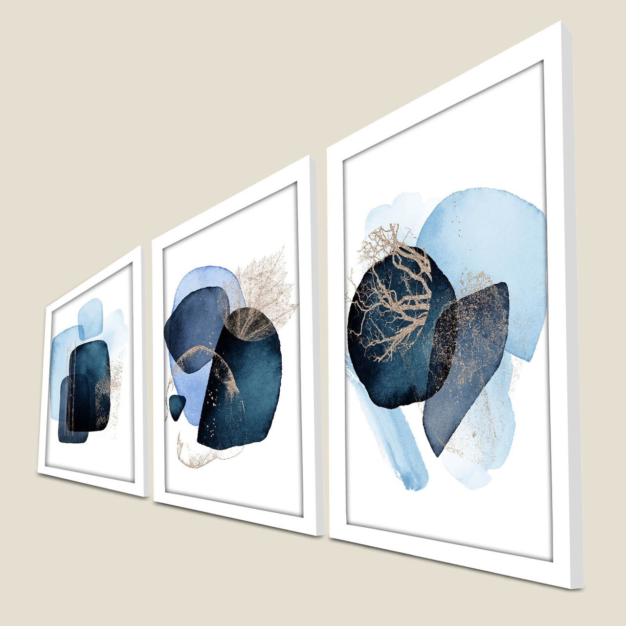 Set 3 tablouri decorative, 3P3853NISCT-006, Lemn, Bleumarin / Albastru / Nurcă / Alb - view 4