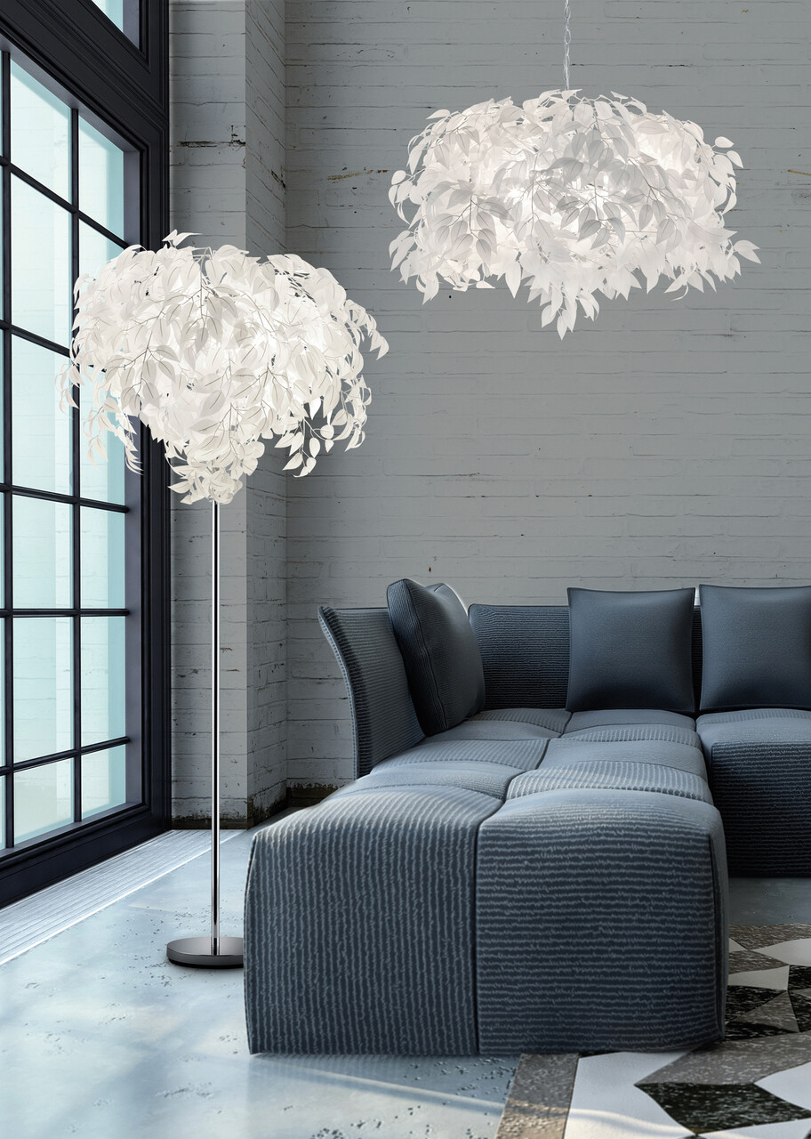 Lustra Leavy, RL, 70x150 cm, 28W, 4x E14, metal, alb/argintiu