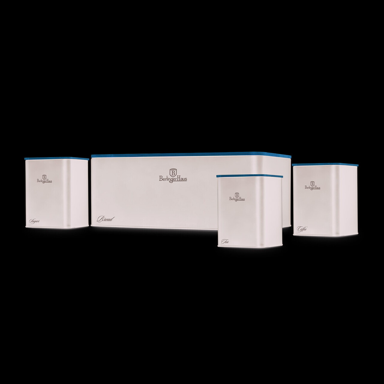 Set cutie pentru paine si 3 recipiente Berlinger Haus, Matte Black, 33x18x12 cm, otel carbon, negru mat/natur - imagine 2