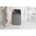 Cos de gunoi cu soft touch, Brabantia, Bo Touch Platinum, 60 L, 31.2x54.5x65.6 cm, otel, gri