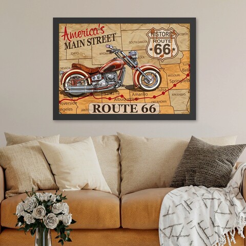 Tablou decorativ, Route 66 (40 x 55), MDF , Polistiren, Multicolor