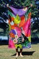 Prosop de plaja, Astacura, Tropical Vibes 70, 70x130 cm, 70% poliester/30% poliamida, Multicolor
