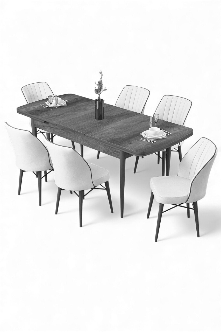 Set masa extensibila si scaune, Hanah Home, Uzi, Baroc / Crem - view 2