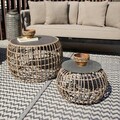 Masuta de cafea pentru gradina Ariki v1, 50 x 50 x 34 cm, otel/ratan sintetic/sticla temperata