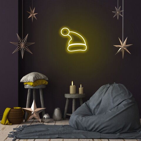Lampa de perete Santa Claus, Neon Graph, 28x26x2 cm, galben